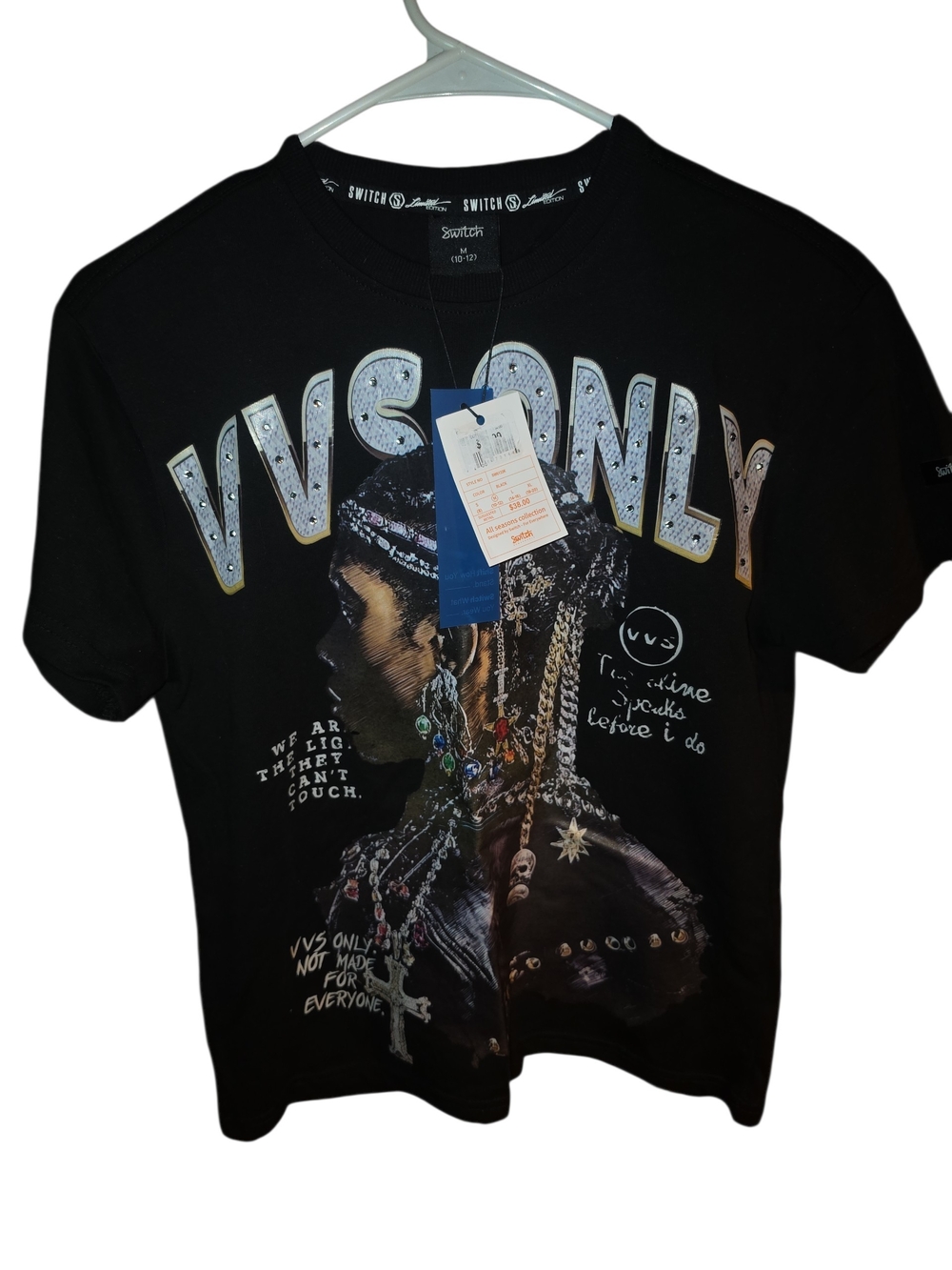 VVS Only Black Graphic Tee - Boys Shirt Size M 10-12